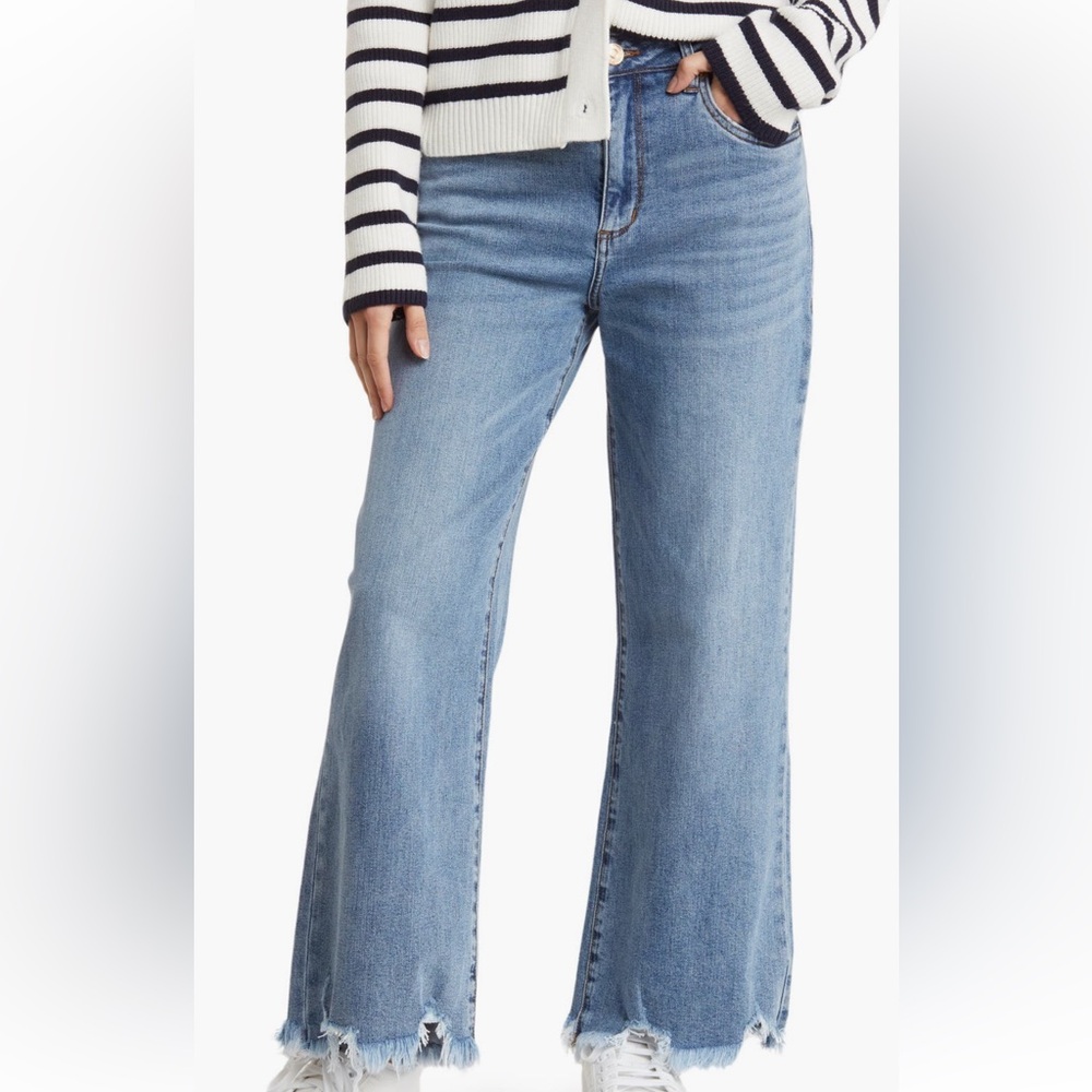 STS Blue Sabrina High Waist Wide Leg Raw Hem Jeans